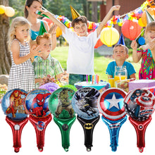 Load image into Gallery viewer, 1PC Handheld Stick Cartoon Foil Balloons Happy Birthday Party Balloons Super Hero Party Decoration Children Toy
