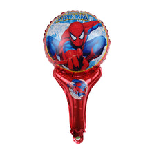 Load image into Gallery viewer, 1PC Handheld Stick Cartoon Foil Balloons Happy Birthday Party Balloons Super Hero Party Decoration Children Toy
