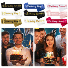 Load image into Gallery viewer, Birthday King and Birthday Queen Satin Sash Birthday Party Decoration Party Favors Gifts Party Accessories

