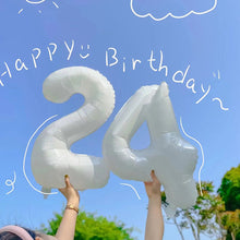 Load image into Gallery viewer, 32Inch Ins Giant White Number Foil Balloons Happy Birthday Wedding Party Mold Digital Balloon Anniversary Kids Baby Party Decoration
