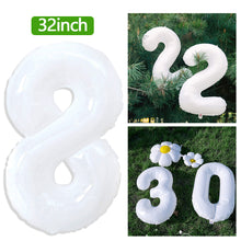 Load image into Gallery viewer, 32Inch Ins Giant White Number Foil Balloons Happy Birthday Wedding Party Mold Digital Balloon Anniversary Kids Baby Party Decoration
