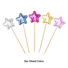 Load image into Gallery viewer, 5Pcs PU Cake Toppers Birthday Crown Stars Heart Cupcake Topper Flags For Wedding Kids Birthday Party Supplies Cake Decoration
