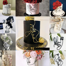 Load image into Gallery viewer, Acrylic Abstract Minimalist Art Lady Face Cake Topper Girl Happy Birthday Cake Decoration Wedding Cake Toppers Party Supplies
