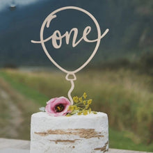 Load image into Gallery viewer, Wooden One Baby Happy Birthday Cake Toppers Newborn Birthday Cake Topper for Baby Birthday Anniversary Party Cake Decorations
