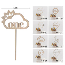 Load image into Gallery viewer, Wooden One Baby Happy Birthday Cake Toppers Newborn Birthday Cake Topper for Baby Birthday Anniversary Party Cake Decorations
