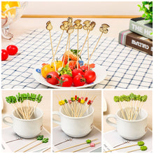 Load image into Gallery viewer, 100pcs 12cm Disposable Bamboo Pick Fruit Sticks Buffet Cupcake Fruit Fork Party Dessert Salad Sticks Wedding Decoration
