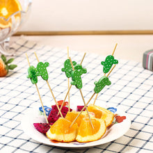 Load image into Gallery viewer, 100pcs 12cm Disposable Bamboo Pick Fruit Sticks Buffet Cupcake Fruit Fork Party Dessert Salad Sticks Wedding Decoration
