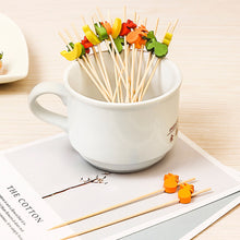 Load image into Gallery viewer, 100pcs 12cm Disposable Bamboo Pick Fruit Sticks Buffet Cupcake Fruit Fork Party Dessert Salad Sticks Wedding Decoration
