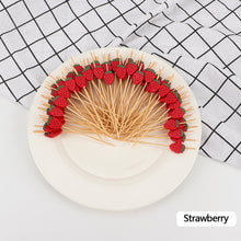 Load image into Gallery viewer, 100pcs 12cm Disposable Bamboo Pick Fruit Sticks Buffet Cupcake Fruit Fork Party Dessert Salad Sticks Wedding Decoration
