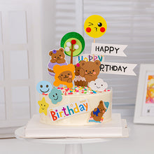 Load image into Gallery viewer, 7/16Pcs Korean Style Cute Bear Cake Topper Decoration For Kids Birthday Wedding Anniversary Party Supplies
