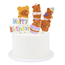 Load image into Gallery viewer, 7/16Pcs Korean Style Cute Bear Cake Topper Decoration For Kids Birthday Wedding Anniversary Party Supplies

