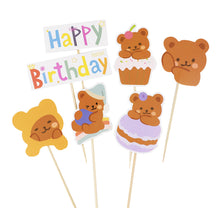 Load image into Gallery viewer, 7/16Pcs Korean Style Cute Bear Cake Topper Decoration For Kids Birthday Wedding Anniversary Party Supplies
