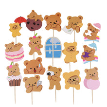 Load image into Gallery viewer, 7/16Pcs Korean Style Cute Bear Cake Topper Decoration For Kids Birthday Wedding Anniversary Party Supplies

