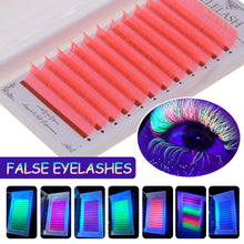 Load image into Gallery viewer, Colored UV Neon Eyelash Glow in the Dark Lash Extenions Fluorescent Glow Lashes D Curl Mega Volume Eyelash
