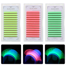 Load image into Gallery viewer, Colored UV Neon Eyelash Glow in the Dark Lash Extenions Fluorescent Glow Lashes D Curl Mega Volume Eyelash
