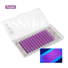 Load image into Gallery viewer, Colored UV Neon Eyelash Glow in the Dark Lash Extenions Fluorescent Glow Lashes D Curl Mega Volume Eyelash
