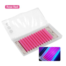 Load image into Gallery viewer, Colored UV Neon Eyelash Glow in the Dark Lash Extenions Fluorescent Glow Lashes D Curl Mega Volume Eyelash
