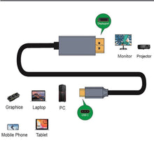 Load image into Gallery viewer, USB C DP1.4 cable 1.8m type-c to displayport 1.4 8K 30hz 4K 144HZ PVC Aluminum alloy cable for MacPro Display XDR
