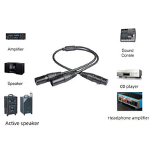 Load image into Gallery viewer, 50cm XLR Female to Dual XLR Male Y Splitter Cable Foil and Braided Shielded For Microphone Mixer Amplifier
