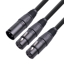 Load image into Gallery viewer, 30cm XLR Male to Dual XLR Female Y Splitter Cable Foil and Braided Shielded For Microphone Mixer Amplifier
