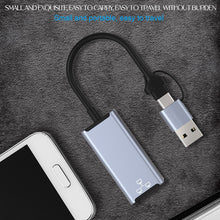 Load image into Gallery viewer, Double Head Type C/usb To Rj45 Typec Mobile Computer To Network Port Rj45 Ethernet Converter 100M
