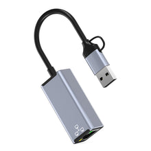 Load image into Gallery viewer, Double Head Type C/usb To Rj45 Typec Mobile Computer To Network Port Rj45 Ethernet Converter 1000M
