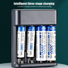 Load image into Gallery viewer, Smart 4-slot USB Charger AA AAA High-capacity 1.2V Ni-MH Rechargeable Battery High Current Full Power To Green Light
