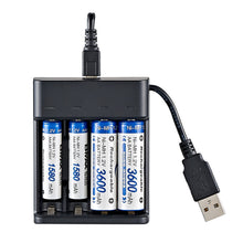 Load image into Gallery viewer, Smart 4-slot USB Charger AA AAA High-capacity 1.2V Ni-MH Rechargeable Battery High Current Full Power To Green Light
