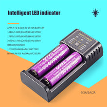 Load image into Gallery viewer, Smart 18650 Battery Charger 2-slot Lithium-ion Battery AA Ni-MH 1.2v Battery High Current 2A Charging
