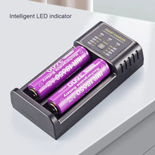 Load image into Gallery viewer, Smart 18650 Battery Charger 2-slot Lithium-ion Battery AA Ni-MH 1.2v Battery High Current 2A Charging
