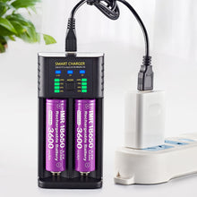 Load image into Gallery viewer, Smart 18650 Battery Charger 2-slot Lithium-ion Battery AA Ni-MH 1.2v Battery High Current 2A Charging
