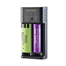 Load image into Gallery viewer, Smart 18650 Battery Charger 2-slot Lithium-ion Battery AA Ni-MH 1.2v Battery High Current 2A Charging
