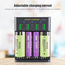 Load image into Gallery viewer, Smart 18650 Battery Charger 4-slot Lithium-ion Battery AA Ni-MH 1.2v Battery High Current 2A Charging
