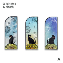 Load image into Gallery viewer, 6Pcs/Pack Cute Black Cat Bookmark Helia Daily Series PET Matte Book Mark Retro Style Bookmarker Reading Accessories Stationery Supplies
