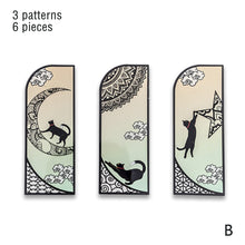 Load image into Gallery viewer, 6Pcs/Pack Cute Black Cat Bookmark Helia Daily Series PET Matte Book Mark Retro Style Bookmarker Reading Accessories Stationery Supplies
