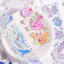 Load image into Gallery viewer, 3pcs/pack Magic Butterfly Whale Decorative Stickers Laser Effect Bronzing Sticker Scrapbooking Label Diary Art Journal Planner
