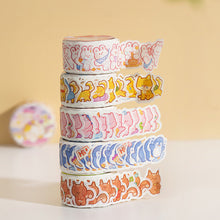 Load image into Gallery viewer, 100PCS/Roll Kawaii Cloud Zoo Masking Washi Tape Cute Cat Penguin Decorative Sticker Tape DIY Scrapbooking Label
