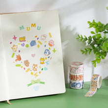 Load image into Gallery viewer, 100PCS/Roll Kawaii Cloud Zoo Masking Washi Tape Cute Cat Penguin Decorative Sticker Tape DIY Scrapbooking Label
