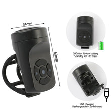 Load image into Gallery viewer, 4 Sounds Bike Electronic Loud Horn 120 Db Warning Safety Electric Bicycle Handlebar Bell USB Charging Cycling Accessories
