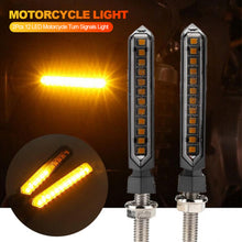 Load image into Gallery viewer, 2Pcs 12 LED Motorcycle Turn Signals Light Tail Flasher Flowing Water Blinker IP68 Motorcycle Flashing Lights
