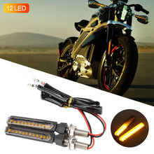 Load image into Gallery viewer, 2Pcs 12 LED Motorcycle Turn Signals Light Tail Flasher Flowing Water Blinker IP68 Motorcycle Flashing Lights
