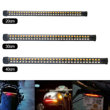 Load image into Gallery viewer, Motorcycle Light Bar Strip Tail Brake Stop Flowing Water Turn Signal Light 60/90/120 LED Integrated SMD Red Amber Color
