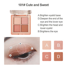 Load image into Gallery viewer, 4 Colors Matte Palette Eyeshadow Palette Matte Glitter Eyeshadow Palette Shiny Eye Shadow Eye Pigments Makeup Cosmetic
