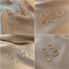 Load image into Gallery viewer, 5pcs/set Fashion Vintage Pearl Ring Simple Hollow Geometric Rings Women Jewelry Gift
