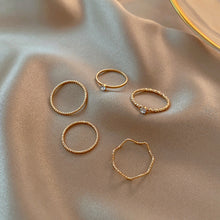 Load image into Gallery viewer, 5pcs/set Fashion Vintage Pearl Ring Simple Hollow Geometric Rings Women Jewelry Gift
