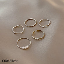 Load image into Gallery viewer, 5pcs/set Fashion Vintage Pearl Ring Simple Hollow Geometric Rings Women Jewelry Gift
