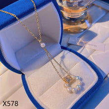 Load image into Gallery viewer, Korean Version Ins Titanium Steel Necklace Pearl Pendant Collarbone Chain Jewelry Accessories Gift

