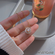 Load image into Gallery viewer, Fasion Women Vintage Titanium Steel Necklace Pearl Pendant Clavicle Chain Jewelry Accessories Gift
