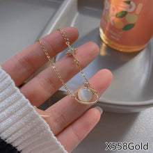Load image into Gallery viewer, Fasion Women Vintage Titanium Steel Necklace Pearl Pendant Clavicle Chain Jewelry Accessories Gift
