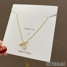 Load image into Gallery viewer, Fasion Women Vintage Titanium Steel Necklace Pearl Pendant Clavicle Chain Jewelry Accessories Gift
